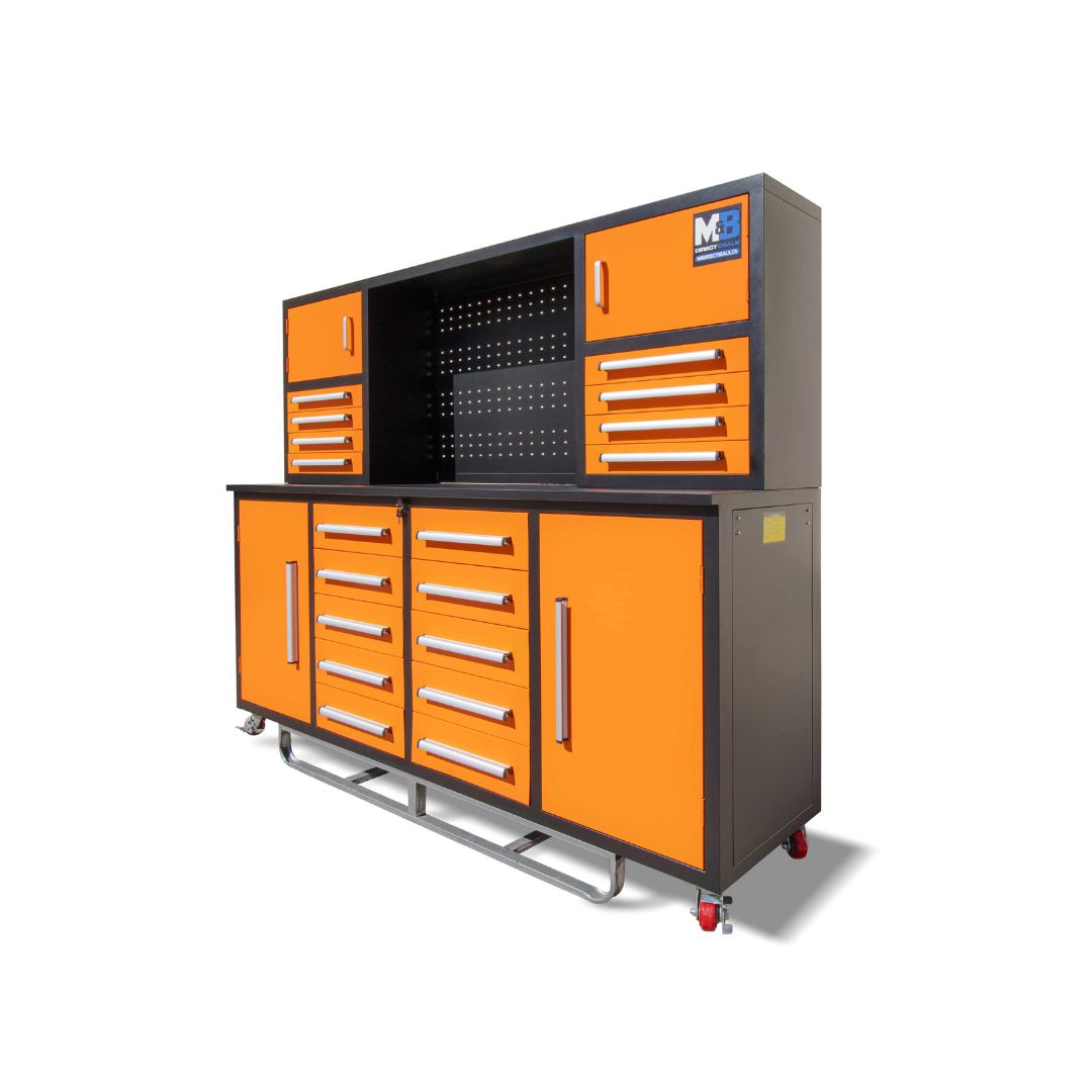 M&B | 7’ Workbench Cabinet with 18 Drawers - Backstorage Containers