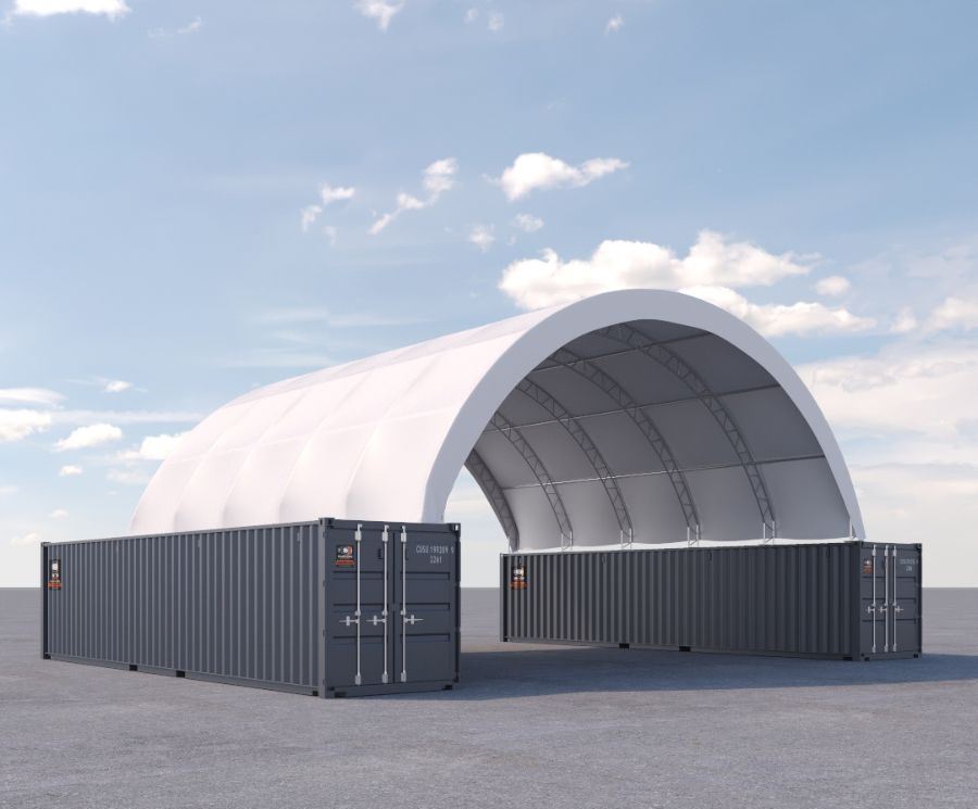 40’ x 40’ Fabric Container Shelter - Backstorage Containers