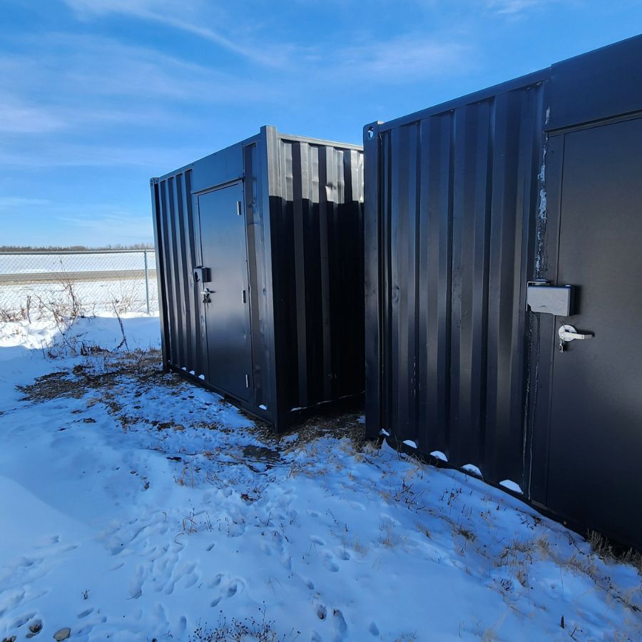 10′ Used Cutdown Shipping Container w/Man Door (Black) - Backstorage Containers