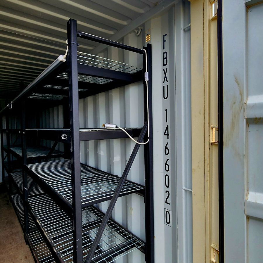 20’ New (1-Trip) Container w/ Shelving on BOTH sides - Backstorage Containers